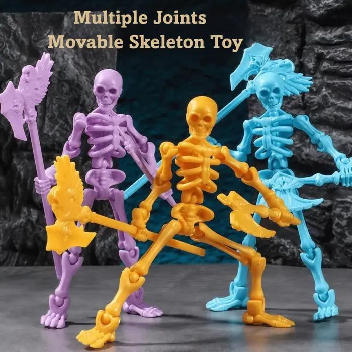 Figurine d'action squelette tridimensionnelle multi-articulable, modèle de crâne mobile, jouets d'assemblage de squelette multicolore portables