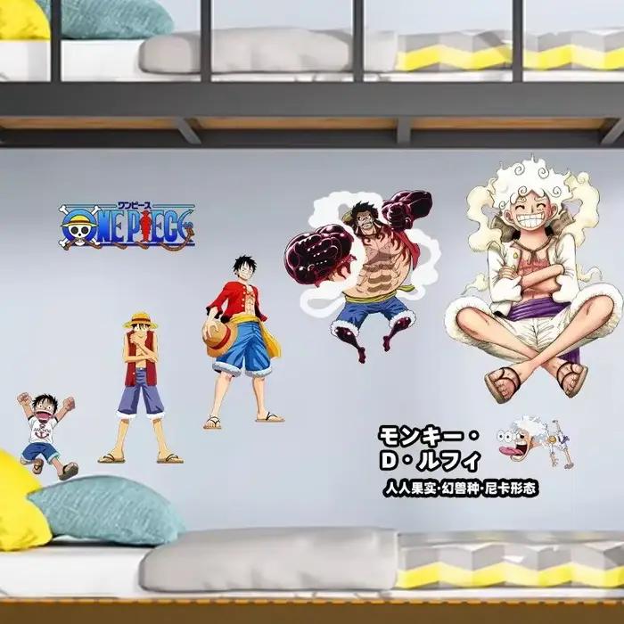 Autocollant de porte de chambre Nika Luffy, une pièce, personnalité de dessin animé, mode, autocollant mural étanche, peinture décorative