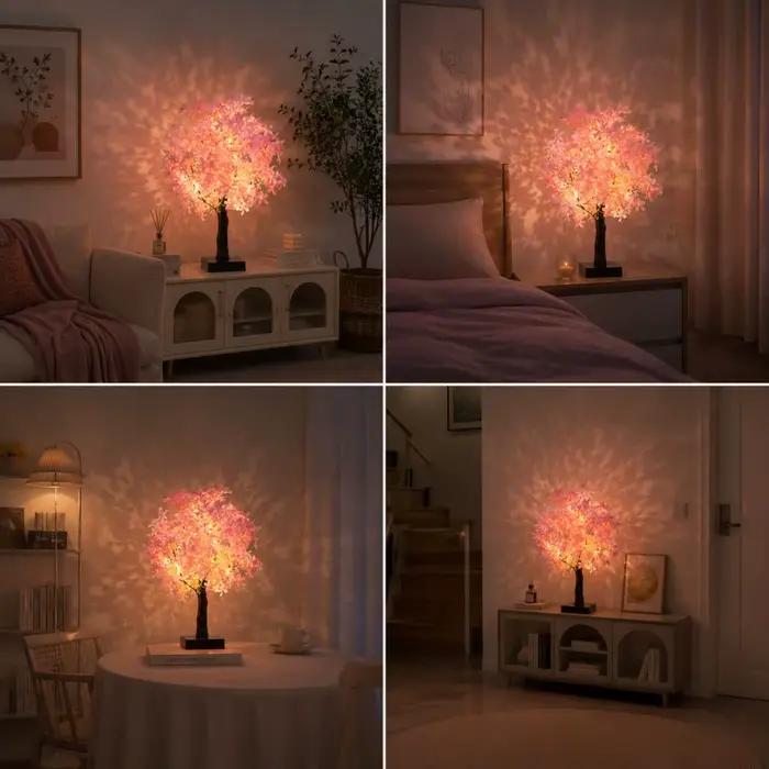Lampe décorative en forme de cerisier rose, lampe de chevet pour chambre à coucher, décoration intérieure, lumière de nuit, lumière d'ambiance chaude, ornement de bureau
