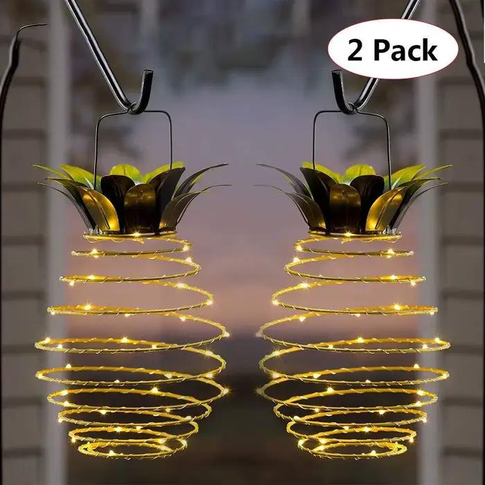 Lampes solaires ananas fer Art lanternes Led fil de cuivre cordes lumineuses extérieur étanche jardin décoratif
