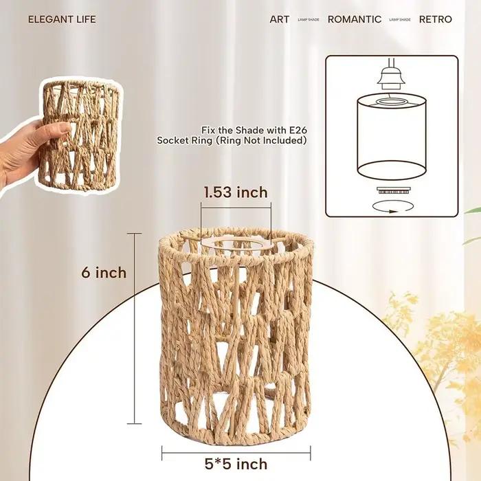 Abat-jour tissé design vintage traditionnel en métal et corde pour décoration intérieure occasions spéciales chambre salon