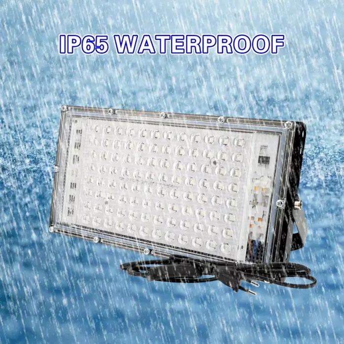Projecteur Led UV 110V 220V 50W 100W, lumière de fête 395nm 400nm IP65, lampe de scène fluorescente ultraviolette étanche avec prise US/EU