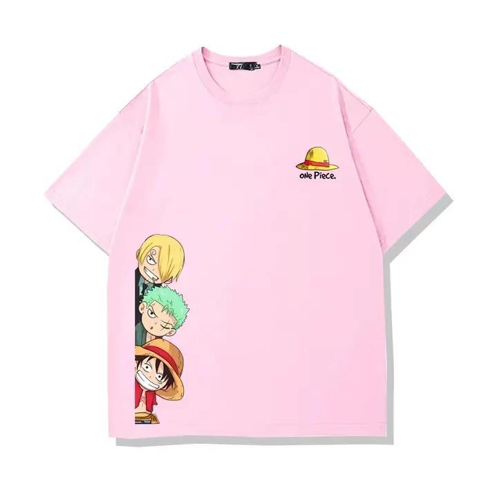 Une pièce chapeau de paille Pirates unisexe T-shirt 2026 été nouveau populaire Anime imprimé américain décontracté famille haut à manches courtes