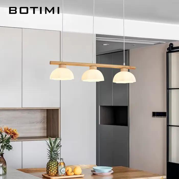 Lampes suspendues à triple LED avec abat-jour en verre pour salle à manger