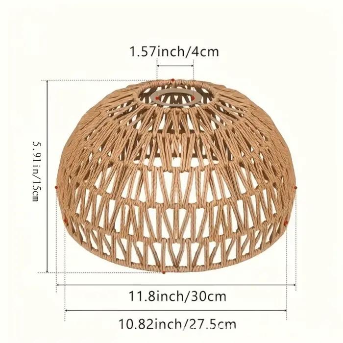 Abat-jour tissé au design vintage, luminaire suspendu inspiré du cannage