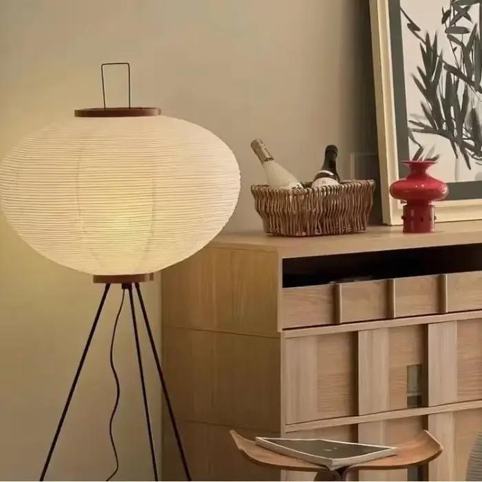 Lampe Autoportante Japonaise Vintage en Papier de Riz