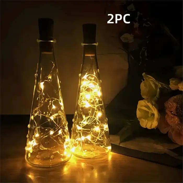 Lot de 2/5/10 lampes bouchon de bouteille de vin 2M20LED blanc chaud, idéales pour les fêtes, mariages, maison, chambre, intérieur, décoration de fête