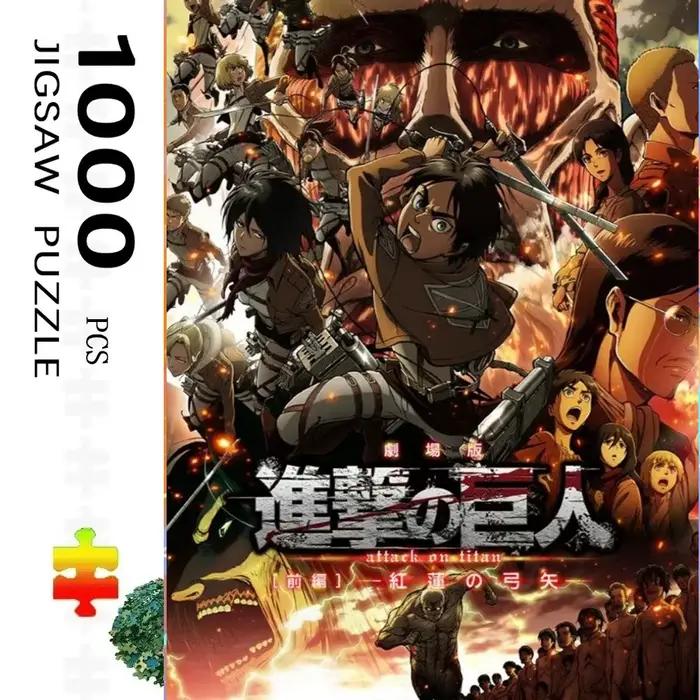 Puzzle Attack On Titan de 1000 pièces, décoration de la maison, jeux de puzzle pour adultes, divertissement familial, puzzles au sol, jouets éducatifs pour enfants