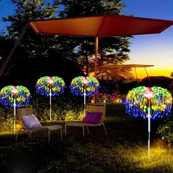 Lampes solaires LED en forme de feux d'artifice