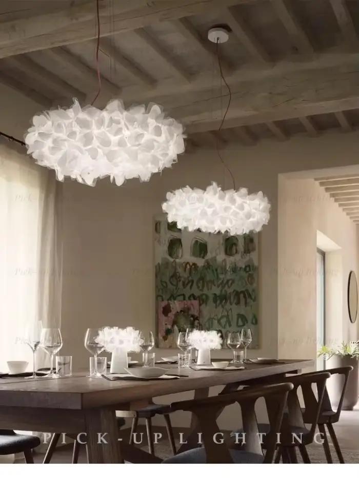 Art italien fleur pétale Style suspension nordique nuages Led lustre pour salon salle à manger chambre décoration de la maison luminaire