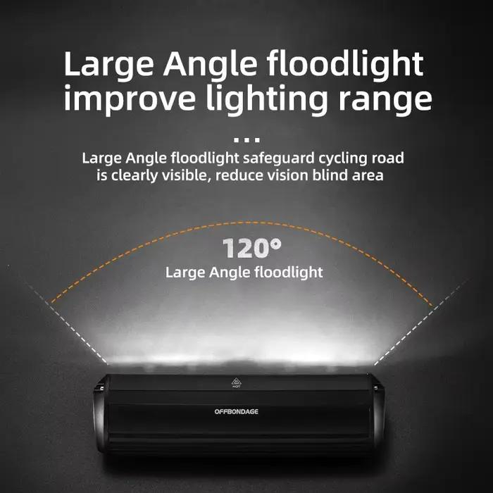 OFFBONDAGE – feu avant de vélo 2600 lumens, lampe de poche étanche 8000mAh, chargeur USB, accessoires de lampe pour cyclisme sur route et vtt