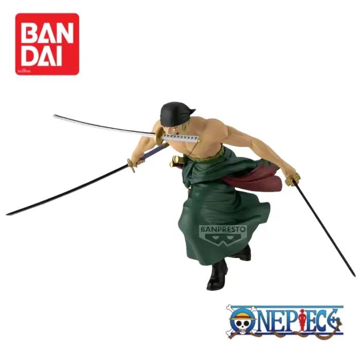 En stock, figurine d'action originale Bandai One Piece Banpresto Roronoa Zoro, modèle de figurine d'anime, ornements, 100% authentique