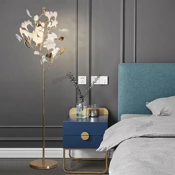Lampe autoportante nordique moderne en forme de feuille de Ginkgo