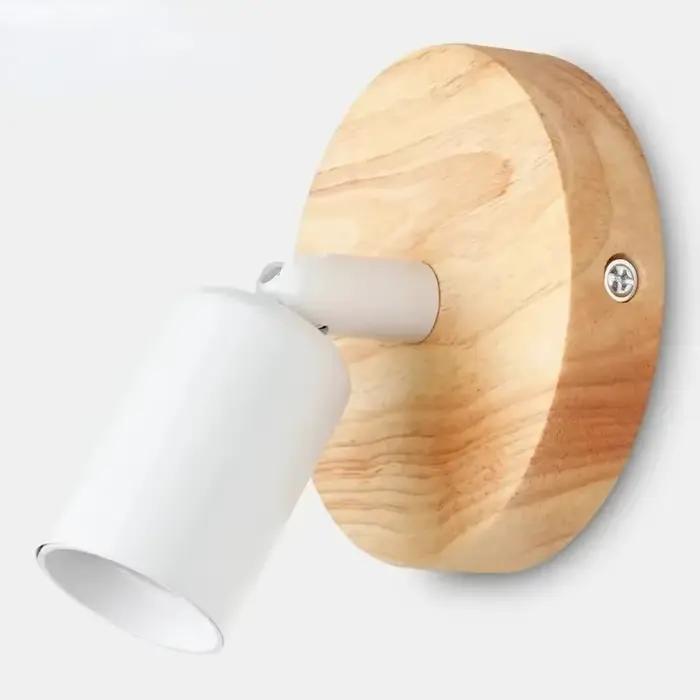 Applique murale en bois au Design Vintage avec Base E27