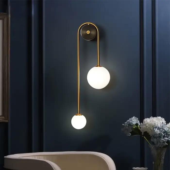 Applique moderne boule de verre abat-jour LED or décor à la maison salon chambre éclairage intérieur