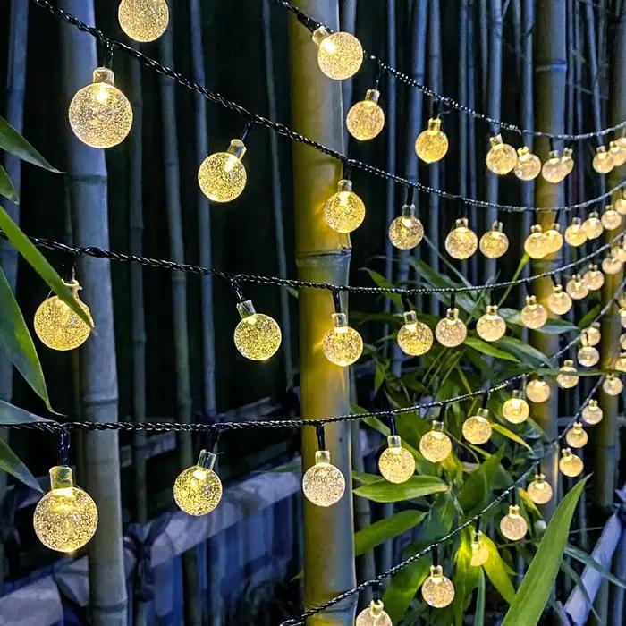 Boule à bulles solaire lampe chaîne lumières gouttes d'eau en plein air étanche orbe