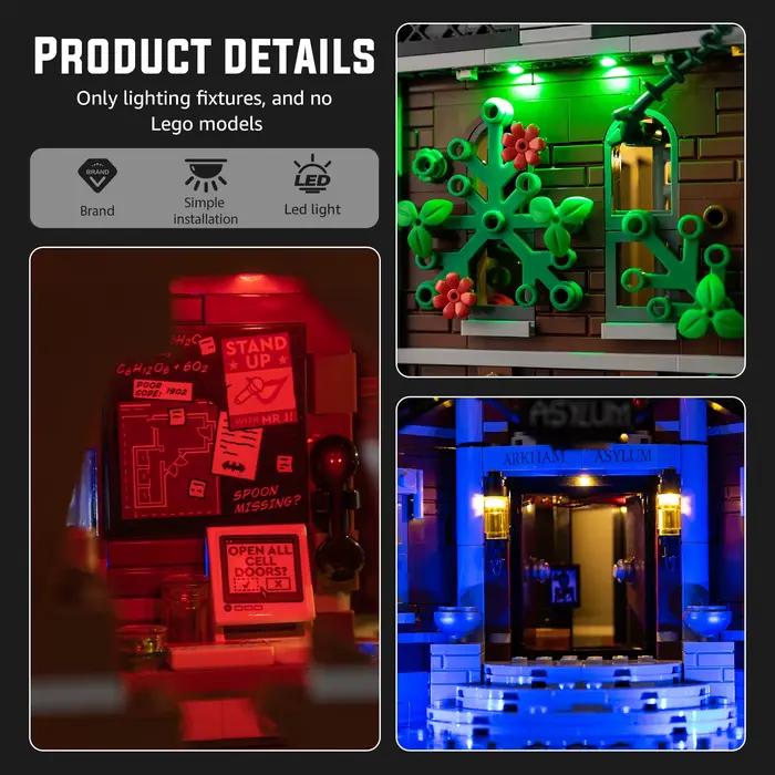 Kit d'éclairage LED pour LEGO Arkham Asylum 76300 avec idées de lampes et blocs de construction (ne comprend pas les briques du modèle)