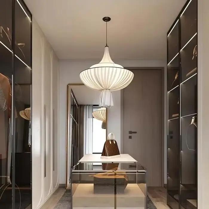 Lampe suspendue en tissu français, Vintage, pour plafond, hall d'hôtel, wabi-sabi, chambre à coucher, Loft, lustre, décor de chambre