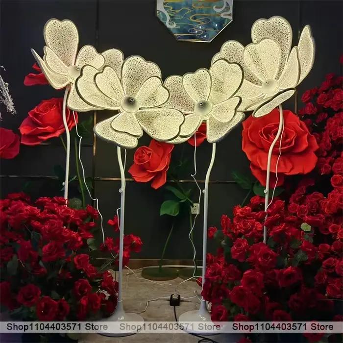 Lampe à fleurs LED pivoine en soie pour décoration de mariage et événements spéciaux intérieurs blanc chaud lumière dentelle tulipe浪漫灯光装饰吊灯-牡丹白炽LED蕾丝花婚礼装饰内部照明光源牡丹白炽LED蕾丝花婚礼装饰特殊场合