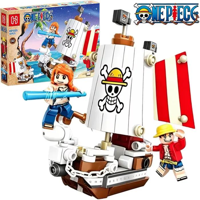 Anime One Piece Thousand Sunny & Going Merry Micro Bricks Building Blocks Model Pirate Ship Assembly Figure Toy Set Decor Gift