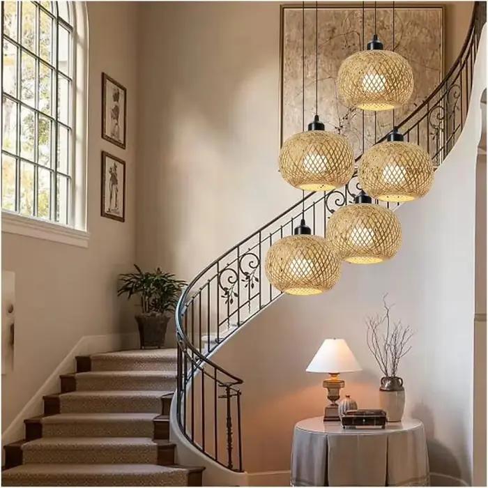 Abat-jour en bambou de 20 cm pour lampe suspendue