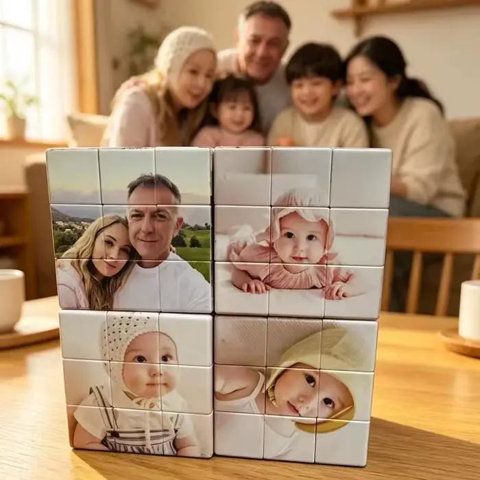 Puzzle photo personnalisé - Graphisme rotatif personnalisé avec 6 photos, parfait pour la décoration intérieure, cadeau idéal pour les couples