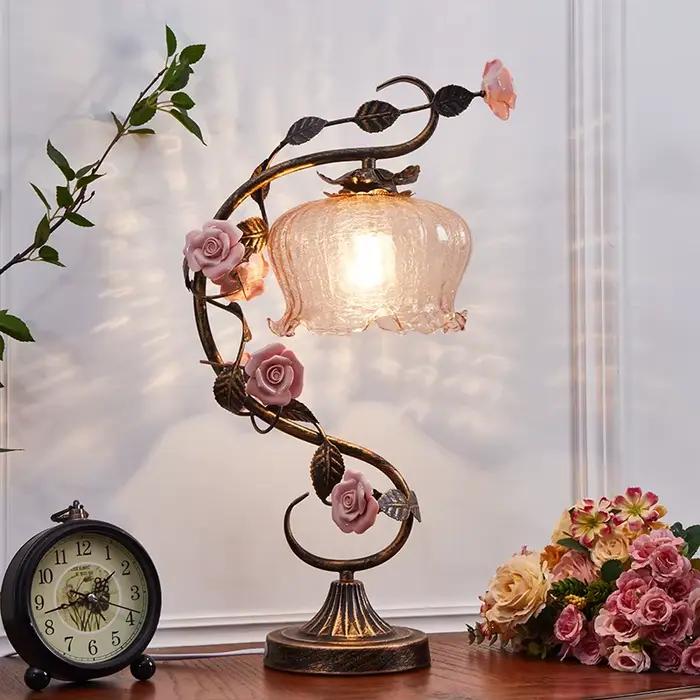 Lampe de Table Led de Style Art pastoral rétro français, pour la décoration de la maison, salon, chambre à coucher, chevet, salle à manger, lampe de Table de jardin