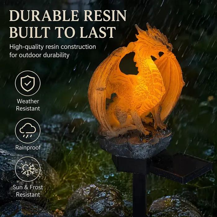 Lampe solaire Dragon Light, figurine de dragon écoénergétique, forme gothique unique pour la décoration de la maison, de la cour, de la pelouse, du porche, du balcon
