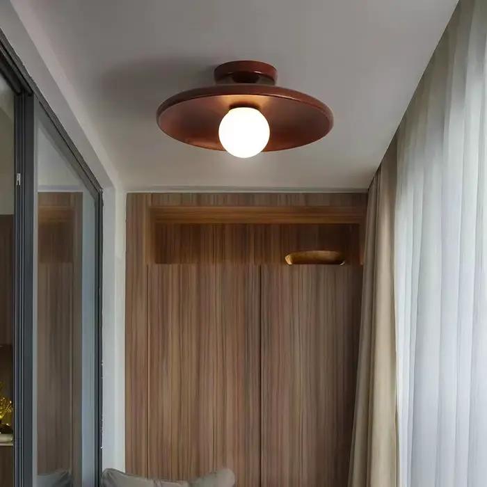 Plafonnier nordique rond en bois moderne pour chambre à coucher entrée couloir enfant et autres pièces occasionnels décoration intérieure élégante chaleur naturelle