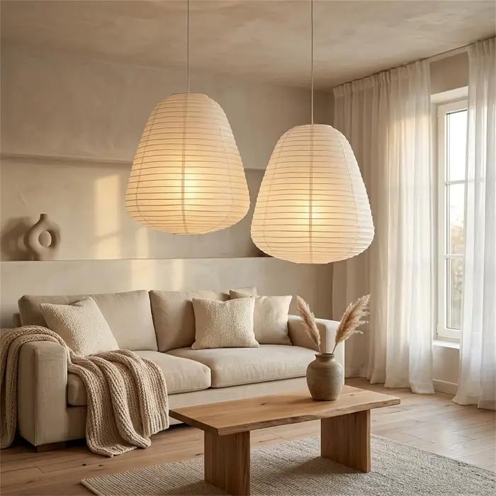 Lot de 2 abat-jour en papier de riz pour lampe suspendue