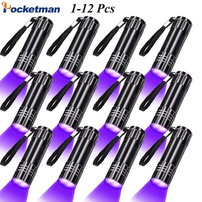 Mini lampe de poche UV lampe ultraviolette 395-400nm lampes de poche à lumière noire torche UV détecteur de lumière UV pour tache d'urine animale de compagnie tache sèche