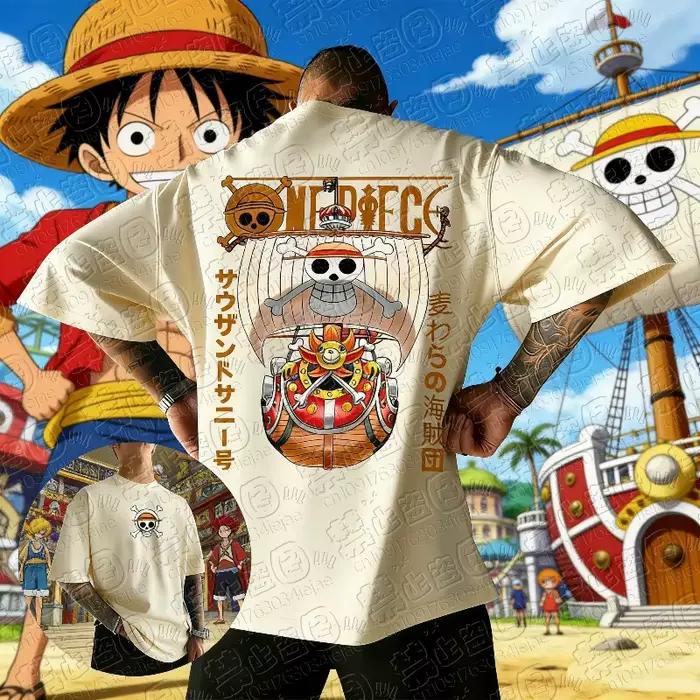 T-shirt Anime One Piece Homme Femme 2026 – Vêtements d'été Streetwear Oversize en Coton – Haut Décontracté à Manches Courtes avec Imprimé Graphique