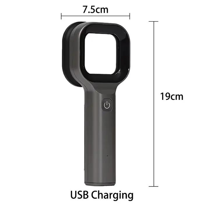 Lampe en bois brun foncé pour soins d'animaux de compagnie avec chargeur USB intégré et filtre portatif pour diagnostics de peau et soins de routine chez les chiens et chats
