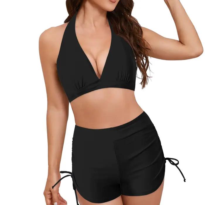 Maillot de bain deux pièces taille haute pour femme, ensemble bikini sexy, bikinis mignons pour femme