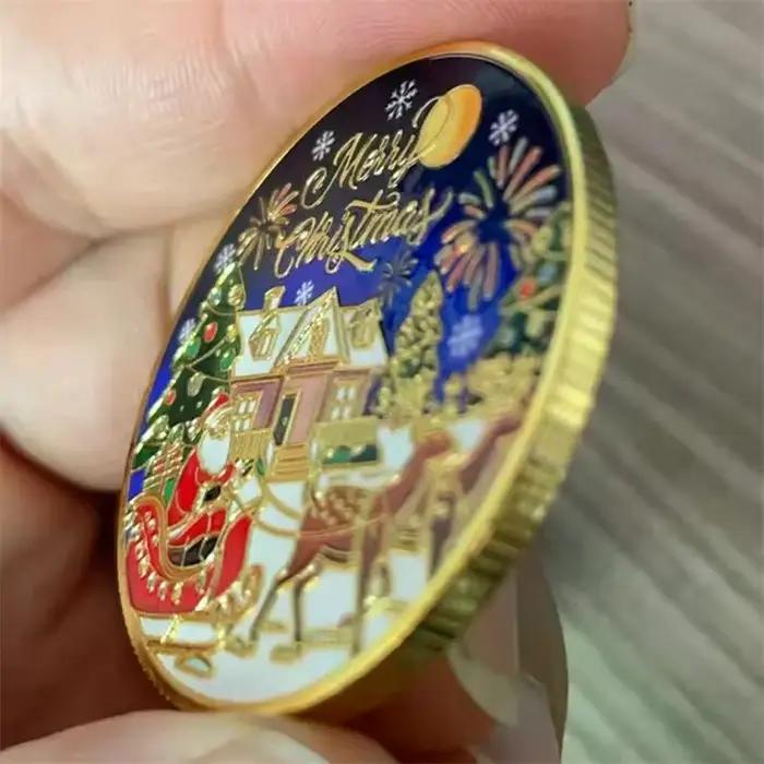 Pièce Souvenir joyeux noël pièces commémoratives Collection artisanat en métal