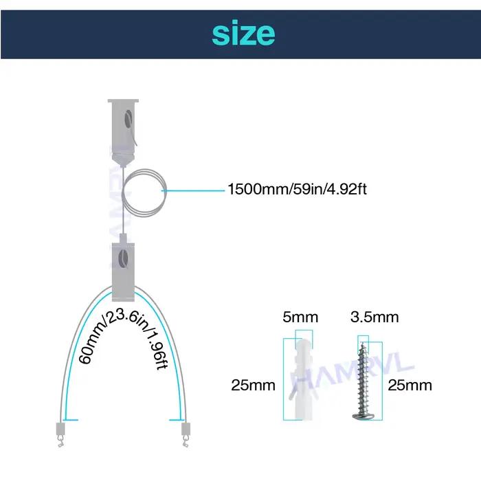 Suspension de lumière réglable en acier avec câbles de 1.5m pour aquariums, panneaux d'affichage, lustres de corail et éclairage de cadre photo occasions spéciales
