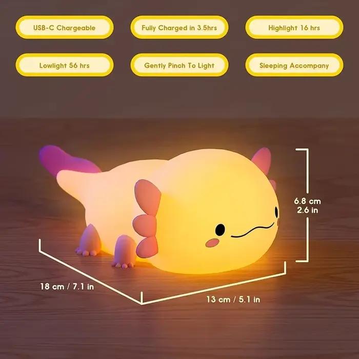 Axolotl-Veilleuse en Silicone pour Bébé et Enfant