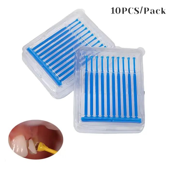 Nouveau 10 pièces/boîte applicateur dentaire bâtons pointe adhésive pour couronne dentaire placage de porcelaine matériaux dentaires jetables brosse applicateur