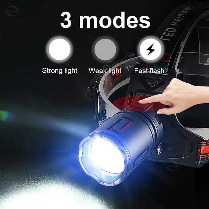 Lampe frontale LED Ultra puissante 980000000LM phare Super lumineux longue portée 7500m lampe frontale Rechargeable lanterne de tête de pêche