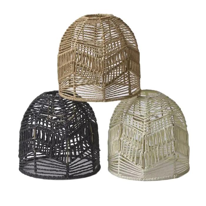 Abat-jour en corde de papier artisanal tissé à la main pour chambres gîtes hôtels restaurants élégance décoration sophistiquée intérieure