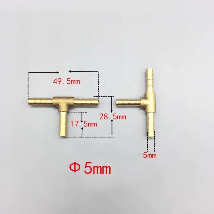 Raccord de tuyau en laiton en forme de T, connecteur à 3 voies pour tuyau en cuivre pagode, 4mm 5mm 6mm 8mm 10mm 19mm