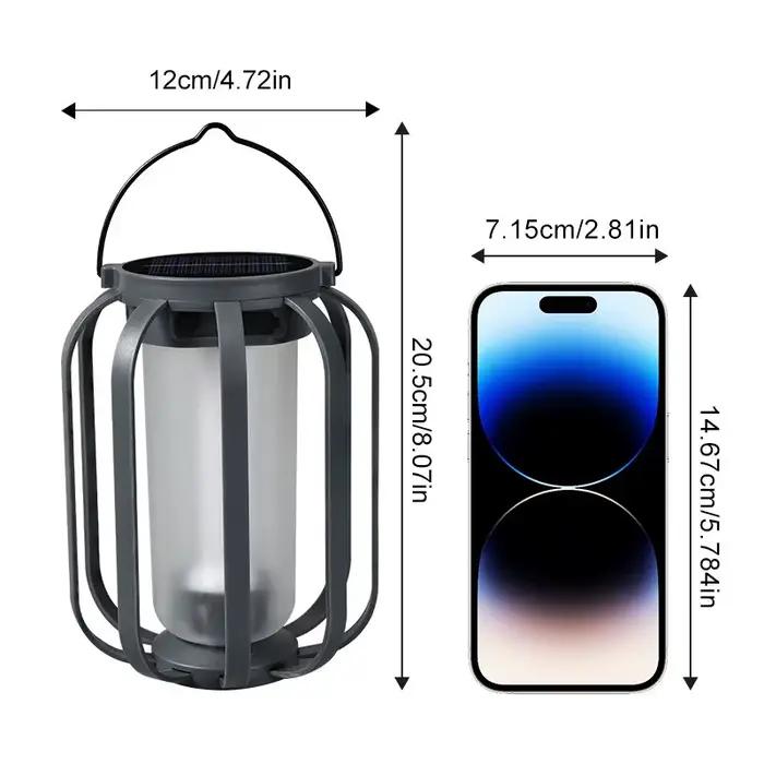 Lanterne de camping rétro à LED avec effet de flamme, lampe de tente rechargeable par énergie solaire, étanche pour jardin et patio