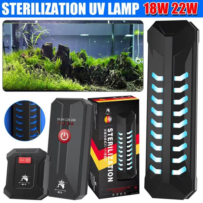 18W/22W Aquarium lumière UV Submersible étanche étang Aquarium lampe ultraviolette stérilisateur germicide éclairage propre 220V