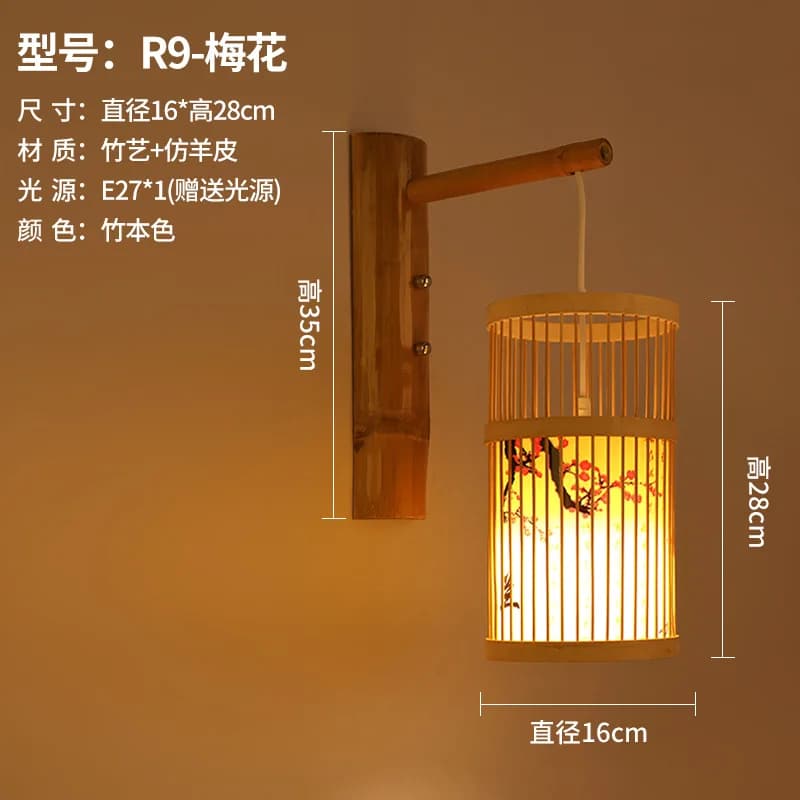 Nouvelles lampes murales en bambou, lampes d'art en bambou chinois, style japonais B & B, salon de t